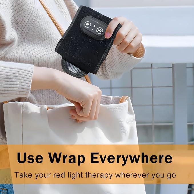 Therawrap for Carpal Tunnel, Red Light Kovarias Therapy Wrist Wrap with Heat, 660nm & 850nm Dual Wavelength, 3 Adjustable Heat Levels, 48 LEDs, USB Rechargeable, Machine Washable for Daily Relaxation