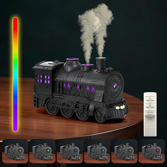 Train Humidifier Aroma Diffuser, 300ml Cool Mist Quiet Aromatherapy Diffuser for Essential Oils,Train Diffuser for Large Rooms, Bedrooms, or Desks (Multicolored)