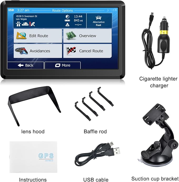 Car GPS Navigation GPS Navigation for Truck & RV & Car, Driver Alerts, Turn-by-Turn Directions, 2025 Map with Free UpdateMap