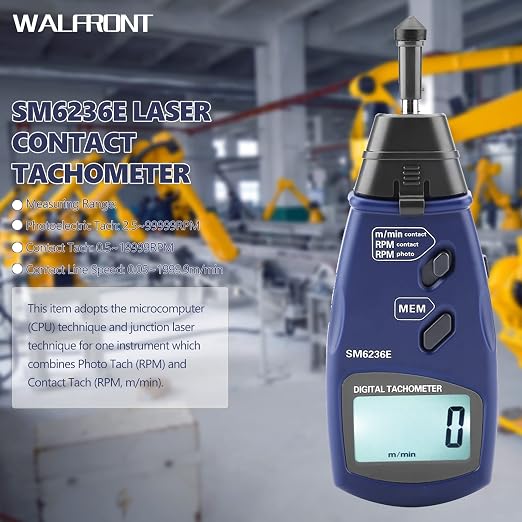 Digital Tachometer DT6236E /Non- Photo Tachometer 5 Digits 18 mm RPM Tach LCD Rotation Meter Tester