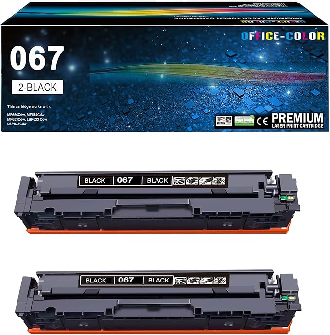 067 Black Toner Cartridge Replacement for Canon 067 067H CRG-067 to use with Canon Color ImageCLASS LBP632Cdw MF656CDW MF650c MF652Cw MF654CDW MF653Cdw MF651CW LBP631CW LBP633CDW Printer ink (2 Pack )