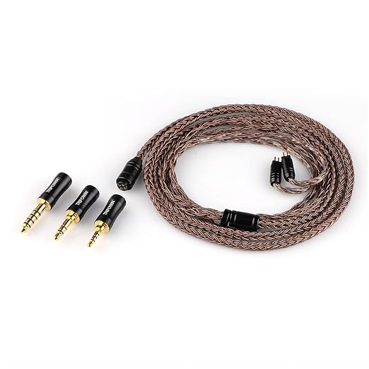Linsoul Tripowin Amber 32AWG OFC Oxygen Free Cable HiFi IEM Cable with Interchangeable 2.5mm/3.5mm/4.4mm Plug, PVC Sleeve Replacement Cable for Audiophile(2pin 0.78mm)