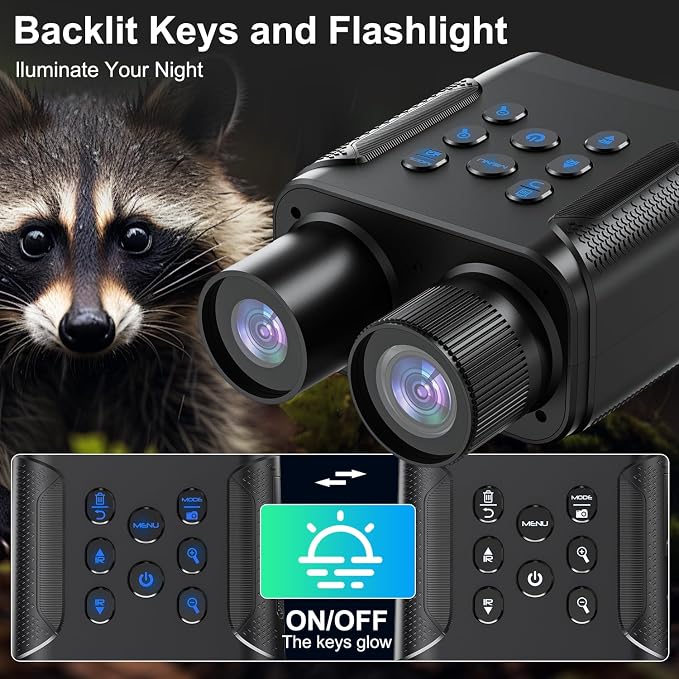 Night Vision Goggles, 4K Night Vision Binoculars for Adults with 8000mAh Rechargeable Battery, 4.0 HD Screen, 5X Digital Zoom, 7 Levels IR, 64GB Card,1968FT Range for Hunting & Camping