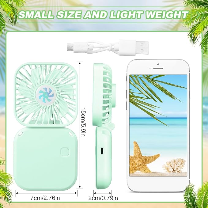 Hortsun 12 Pcs Mini Handheld Fan Bulk Portable Personal Neck Fan Small Foldable Hands Free with USB Rechargeable Gifts for Travel Summer Concerts Vacation Outdoor 3 Speed (Bright Colors)