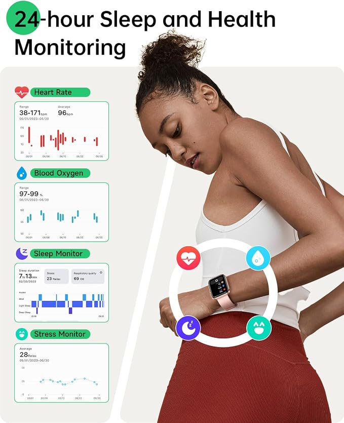Smart Watches for Women, 1.83" Alexa Smart Watch for Android & iPhones with Call/SMS/Reminder, 120+ Sport Modes Fitness Watch with Sleep/Heart Rate Monitor, Activity & Health Tacker, 3ATM Sport Watch