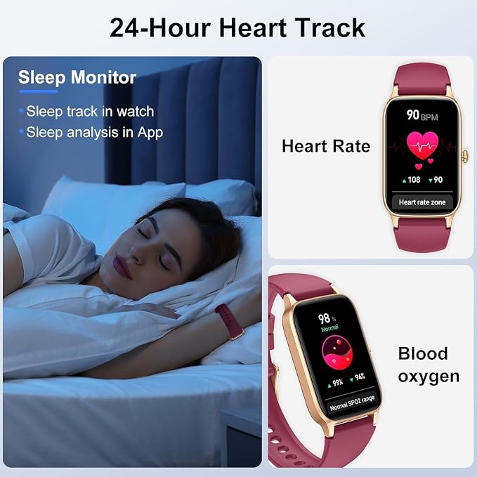 Jugeman Smart Watch for Men Women, 1.57" Smartwatch (Answer/Make Call), Fitness Tracker Red