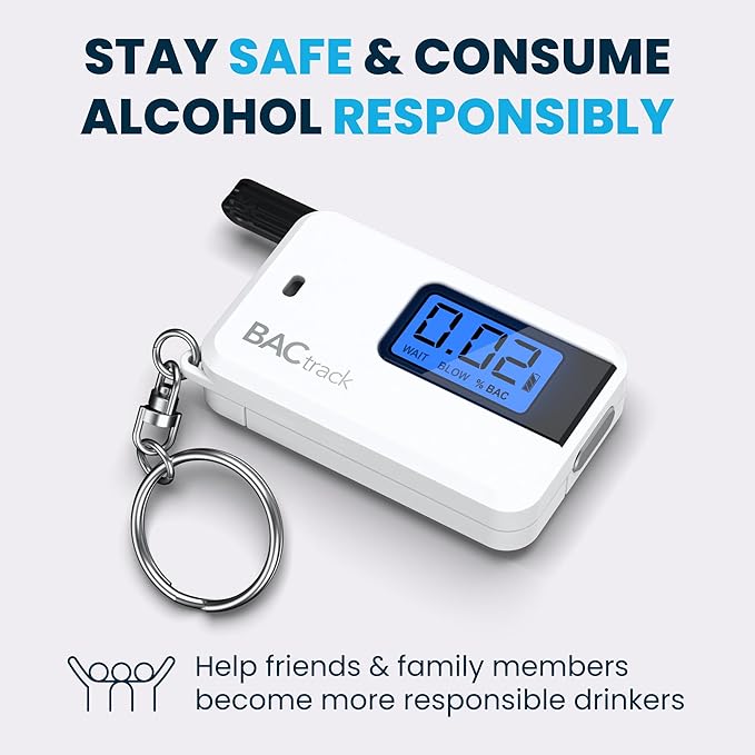 BACtrack Go Keychain Breathalyzer (White) and 20 Breathalyzer Mouthpieces Bundle