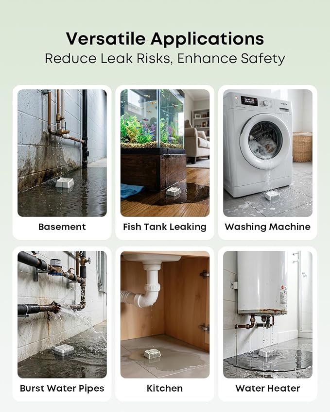 MOCREO LW1 Long Range Water Leak Detector, 105dB Adjustable Alarm, IP67 Waterproof, Leak Severity Tracking, SMS App Email Alert, 3 Water Sensors for Home Basement Kitchen (H5Pro or H6Pro Hub Required)