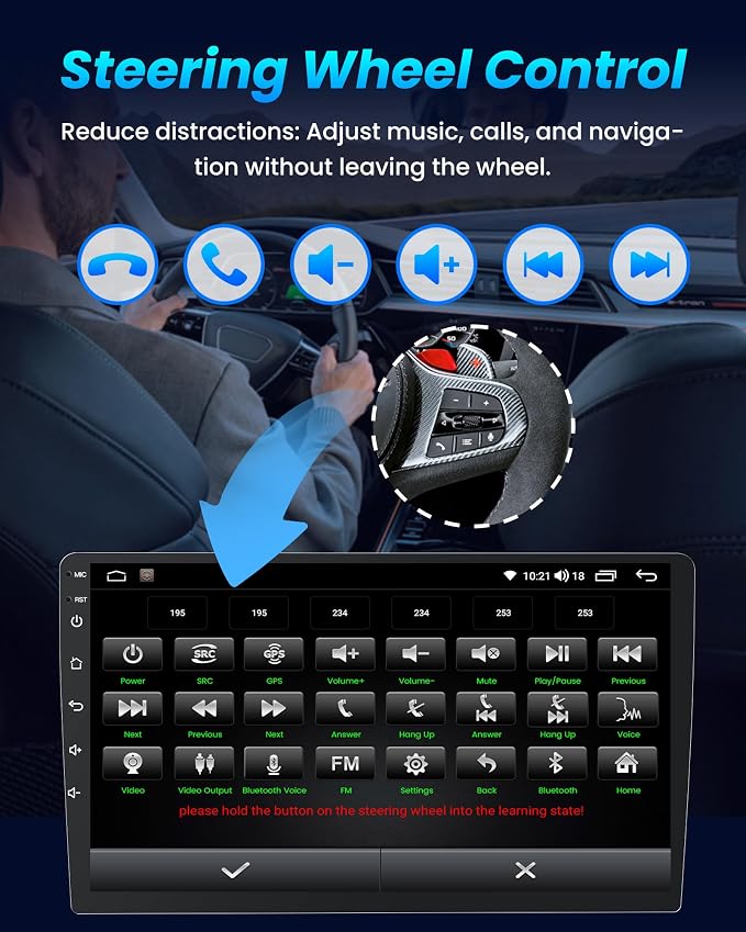 10.2" 4Core 64ROM Android 15 Upgrade Car Radio for 2014 2015-2018 Chevy Silverado: GMC Sierra 1280 * 800 HD IPS Touch Screen Wireless CarPlay Android Auto GPS 5G WiFi Bluetooth Backup Camera SWC FM
