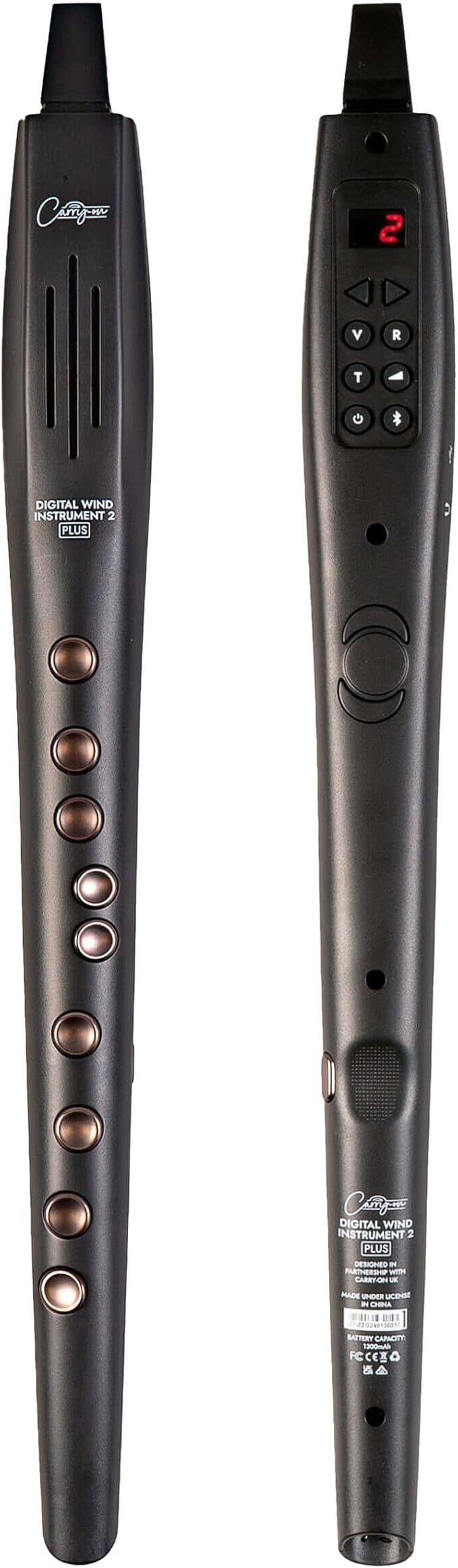 Carry-on Digital Wind Instrument 2 Plus - Lightweight & Rechargeable with 20 Instrument Voices - Built-In Speaker and MIDI Bluetooth Connectivity for Performances and Practice Anywhere - Black
