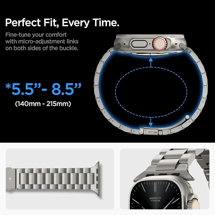 Spigen for Apple Watch Band, Modern Fit Compatile with Ultra 3/2/1 49mm, Series 11/10 46mm, 9/8/7 45mm, SE3/SE2/SE/6/5/4 44mm, 3/2/1 42mm Premium Business Wristband Strap