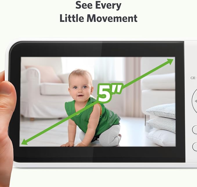 LeapFrog Video Baby Monitor - 5-Inch Color Screen, 31-Hour Battery, Secure Non-WiFi FHSS, Remote Pan Tilt Zoom, Night Vision, 2-Way Talk | LeapView 360