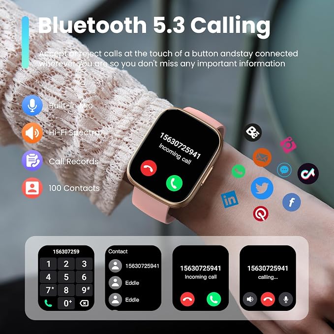Smart Watch for Men Women (Answer/Make Call), 1.95" Touch Screen Fitness Tracker with Heart Rate/Sleep Monitor, IP68 Waterproof Smartwatch for Android iOS, Fitness Watch with 120+ Sports Modes, Pink