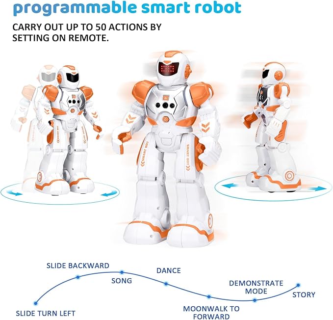KingsDragon Robots Toy for Kids, RC Gesture Sensing Toy, Interactive Walking Singing Dancing Robot Birthday Presents for Boys Girls Age 6 7 8 9 Years Old,Orange