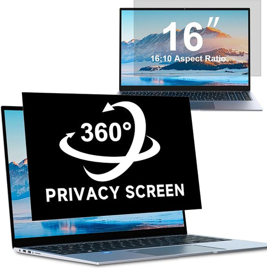 ZOEGAA 4-way 360°Laptop Privacy Screen For 16 Inch 16:10 Computer, Removable Privacy Screen For Computer Monitor, Anti Glare And Blue Light, Compatible With HP Dell Lenovo Asus Samsung Acer Thinkpad