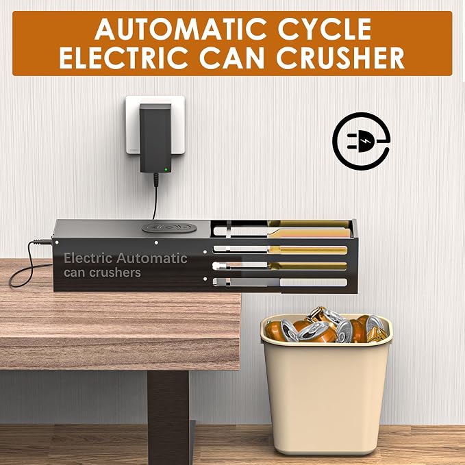 YOTAN Electric Can Crusher, 8oz&12oz&16oz Automatic Can Crushers for Recycling Wall Mounted, Aluminum Can Crusher Electric, Can Trash Compactor for Aluminum Seltzer, Soda, Beer Cans, Bottles