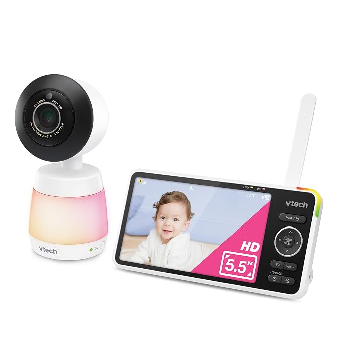 VTech Smart WiFi Baby Monitor – See Your Baby at Home or from Anywhere, 2K Camera, 5.5" Screen, 24X Zoom, Wide Angle, Night Vision, Night Light, Free App | Smart HD Plus