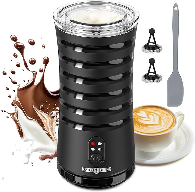 Electric Milk Frother, Paris Rhône 4-in-1 Milk Steamer and Frother, Hot & Cold Foam Milk Warmer with Temperature Control, Auto Shut-Off Frothers for Coffee, Latte,Macchiato, Cappuccino