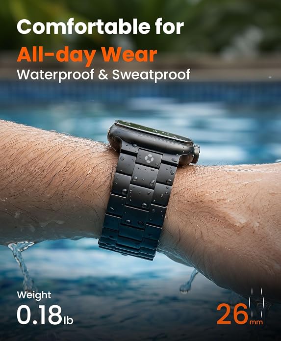 Titanium Watch Band Compatible with Apple Watch Ultra 3 & Ultra 2 1 49mm - 26mm Wide-Body Metal Apple Watch Ultra Band with Scratch Resistant DLC Coating for men - CRNS01 Business Series