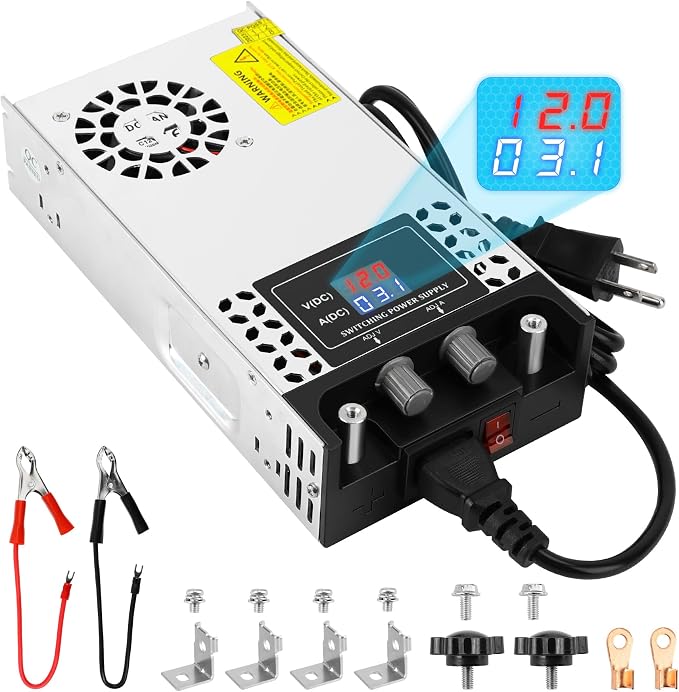 Adjustable 0-12V Power Supply 50A 600W, 110V AC to DC 0-12V Buck Converter 0-50A 600W Switching Power Supply with LCD Display Adjustable Voltage Current 12V 50A Transformer SMPS