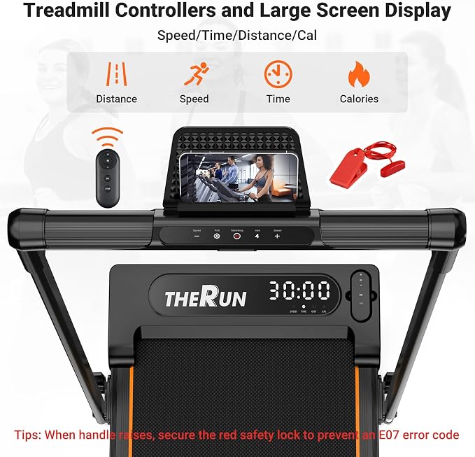 THERUN Walking Pad, 2 in 1 Foldable Treadmills for Home, 0.6-7.6 MPH, 2.5 HP Under Desk Treadmill with Handle Bar, 16" Widened Running Belt, with Remote Control & LED Touch Screen