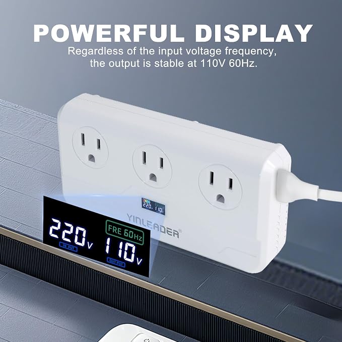 Yinleader Step Down 220V to 110V Voltage Converter Travel Adapter for Hair Straightener/Curling Iron with USB-C (20W PD) and UK/AU/EU Worldwide Plug Adapter (250W)