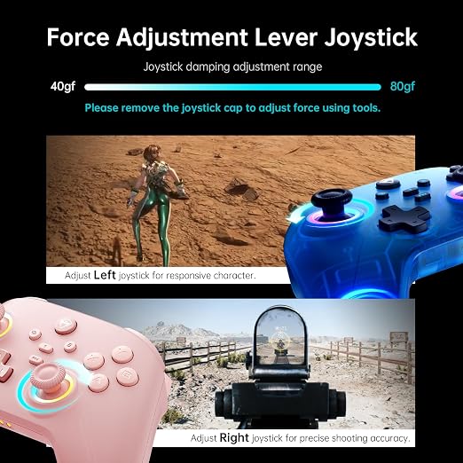 Machenike G3V2 Bluetooth Controller for Pc/Switch/Ios/Android, Hall Effect Joysticks, RGB Lighting Gaming Controller,2 Programmable Buttons,1000mah Battery With Charging Station, Blue