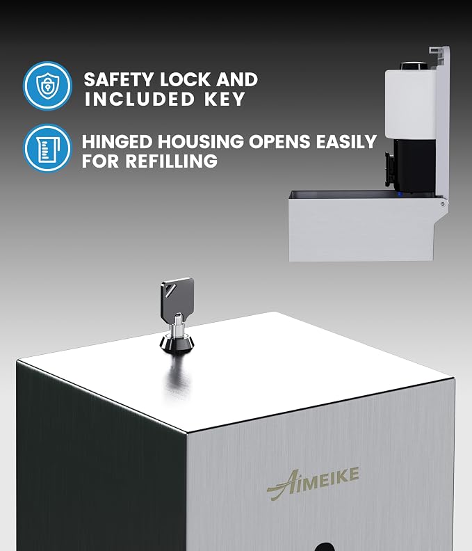 Automatic Touchless Wall Mounted Soap Dispenser 800 ml / 27 oz Stainless Steel Commercial Dispenser for Bathroom, Office & Public Restrooms