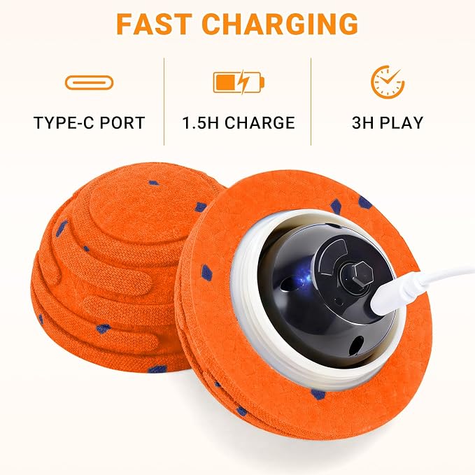Smart Interactive Dog Toy with Remote Control, E-TPU Toy Ball for Aggressive Chewers, Automatic Moving, IPX6 Waterproof, Rechargeable Rolling Ball for Small/Medium/Large Dogs, ORG&BLU
