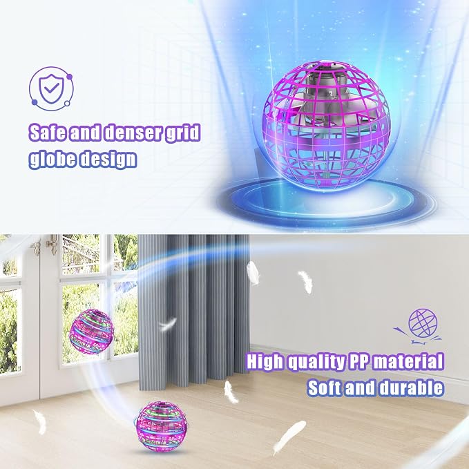 XINHOME Flying Ball Orb Toys Hover Soaring Flying Toy Globe Shape Magic Boomerang Spinner Hand Controller Mini Drone for Kids Adults Outdoor Indoor (Pink)