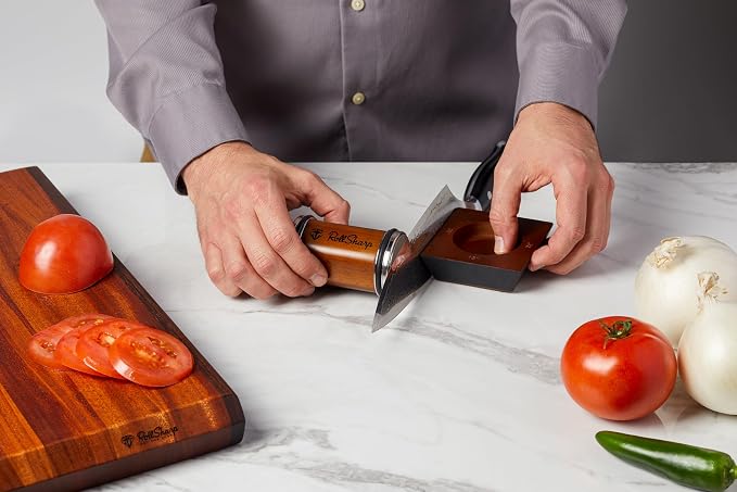 Rolling Knife Sharpener made easy with 2 Diamond Discs & 4 Magnetic Angles 15°/18°/20°/22° for All Kitchen Knife Set, Birthday Gifts for Men & Women