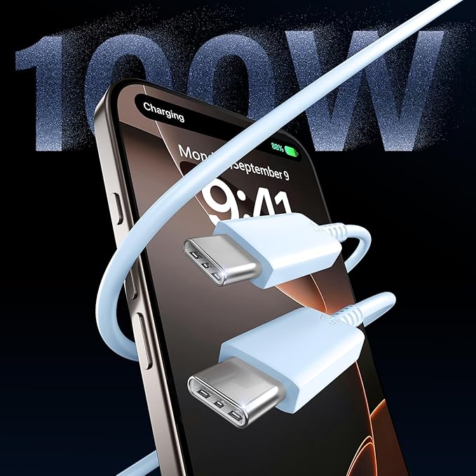 Phone 17 16 Pro Max Charger Fast Charging,45W Phone 17 Charger USB C Super Fast Charger Block&10FT Long Type C Charger Cable Cord for i.Phone 17/17 Pro/17 ProMax/Air/16/16Pro Max,Blue/Pink