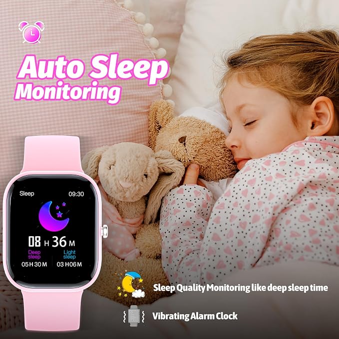 Nyonio Kids Watch with Fitness Tracker No Phone/APP Needed,19 Sport Mode,1.5" DIY Dial,IP68 Waterproof,Sleep Monitor,Pedometers,Heart Rate,Great Birthday Gift for Boys Girls Teens 6-14 (Pink)