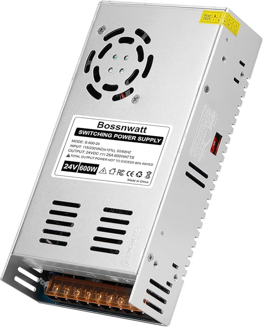 24V 25A Switching Power Supply AC110V/220V to 24 Volt DC Regulated Converter Adapter Universal Transformer 24 Volt Power Supply 600W SMPS for LED Strips, 3D Printer, Ham Radio, CCTV Cameras