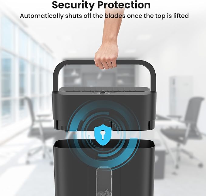 12-Sheet Cross Cut Paper Shredder, 5.55 Gallon Heavy Duty Shredder for Home Office, P-4 High Security Shredders for Paper/Credit Card/Mail/Staples/Clips, Portable Handle Design