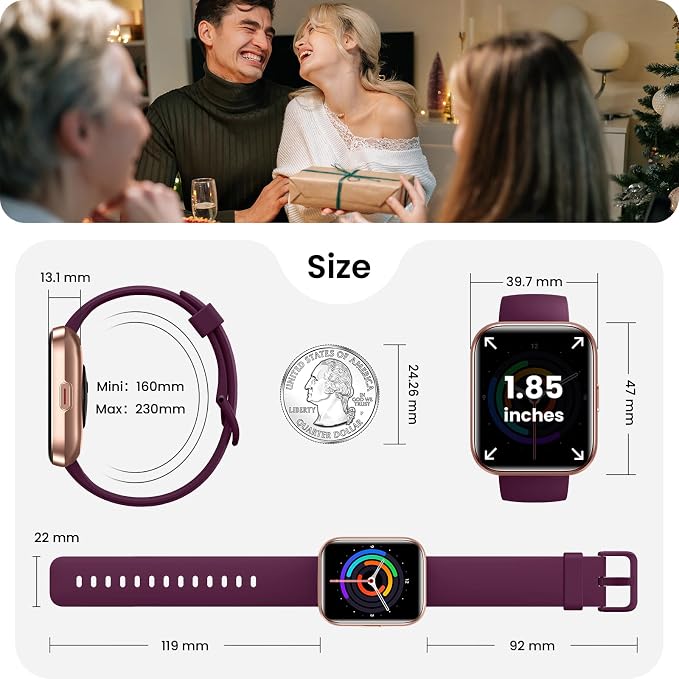 Smart Watch for Women Men, Smartwatch Compatible iPhone/Android/Samsung (Answer/Make Call, Alexa Built-in), Smart Watches with Health Monitor, Activities Track, 3ATM Waterproof Fitness Watch-Purple