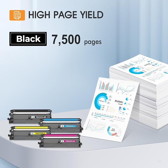 TN635XXL Toner Cartridge Set TN-635XXL Compatible Replacement for Brother TN635XXL TN 635XXL TN635XXLBK for HL-L8430CDW HL-L8430CDWT HL-L8570CDW MFC-L8930CDW MFC-L8970CDW MFC-EX575 Ink Printer 4 Pack