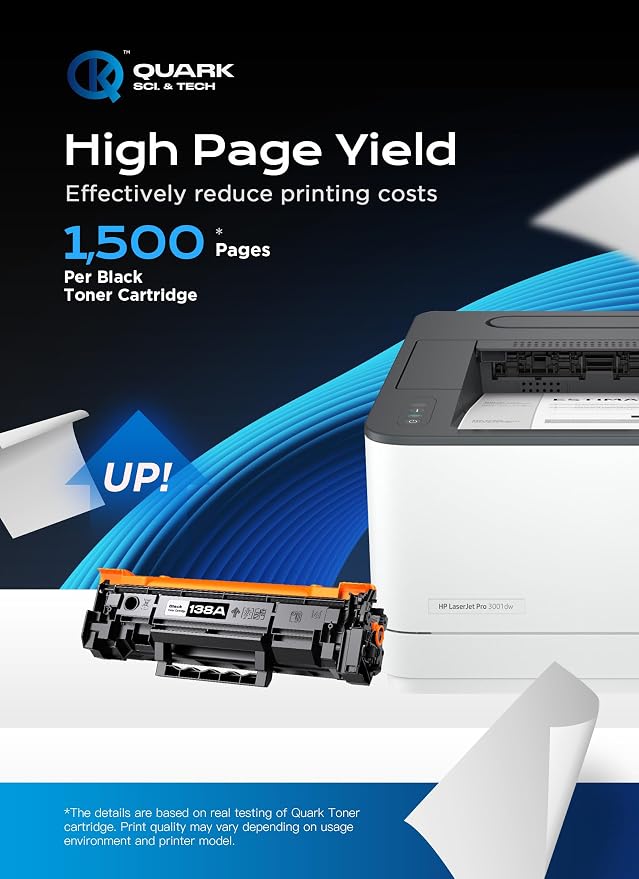 【with Chip】 High Yield 138A 138X W1380A W1380X Toner Cartridge Compatible with HP 138A 138X W1380A W1380X for HP Laserjet Pro 3001dw Pro 3001fdw MFP 3101fdw Printers (Black, 2 Pack)