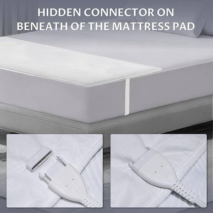 Foot Queen Size Electric Heated Mattress Pad - Foot Warmer for Bed with Memory & Preheat Functions, 12 Heat Settings Single Control for 1-12 Hours Auto Off, Lighted Button