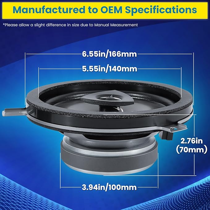 2 Pack Speaker Upgrade For 2007-2018 Jeep Wrangler JK JKU & Grand Cherokee, Commander, Liberty, Dodge Challenger, Durango, Dakota, Nitro, Chrysler 6.5 Inch 2-Way Car Audio Speaker Replace OEM 77KICK10