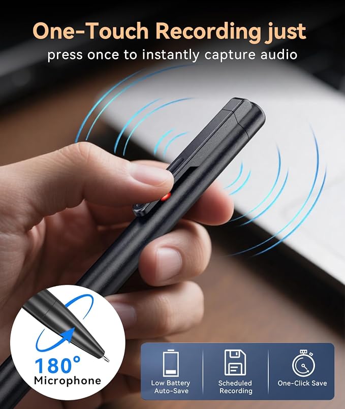 64GB(4400H)Digital Voice Recorder with Playback,Long Battery Voice Activated Recorder with Noise Reduction,Type-C Audio Recorder with Auto Saving,Recording Devices for Lecture,Meeting,Interview,Class