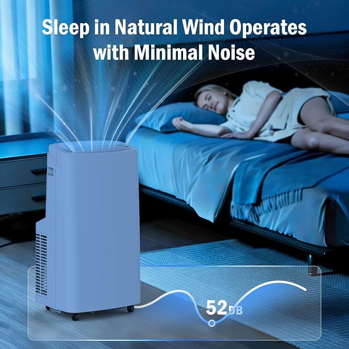 16000 BTU Wi-Fi Smart Portable Air Conditioner with Heat, 4-in-1 Cool/Dehumidify/Fan/Heat Portable AC, Cools Up to 800 Sq.Ft, Remote Control & 360° Universal Wheels for Large Room, Home & Office