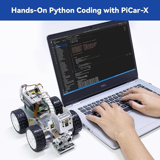 SunFounder PiCar-X AI Video Robot Car Kit with Raspberry Pi Zero 2 W+32G TF Card, ChatGPT-4o Enabled with Video Recognition, Python, Scratch, Camera, Mic