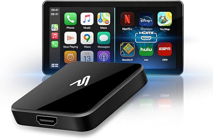 AutoSky CarPlay TV Adapter - Convert Any Wired CarPlay to Wireless CarPlay - Plug in a TV Stick to Stream Netflix, YouTube, and More Right from Your car’s infotainment Screen