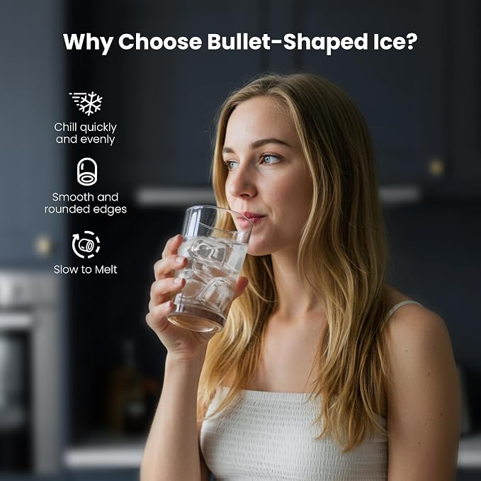 Electactic Ice Makers Countertop,26Lbs/24H,8Pcs in 6Mins,Portable Ice Maker Machine with 1.2L Top Water Tank,Interior Lighting,2 Sizes of Bullet Ice for Home/Office/Party(Black)