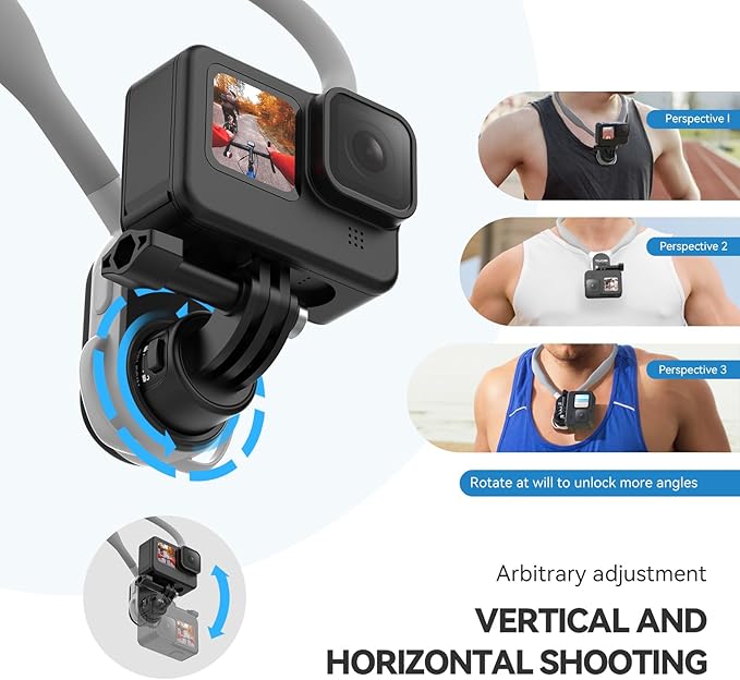 TELESIN S2 Quick Release Magnetic Neck Mount with Fixing Chest Strap, Necklace Lanyard Holder for GoPro 13 12 11 10 9 8 7 6 Go Pro Max Insta360 X3 X4 GO3 Ace Pro DJI Action 5 Pro 3 4 Osmo Pocket 3