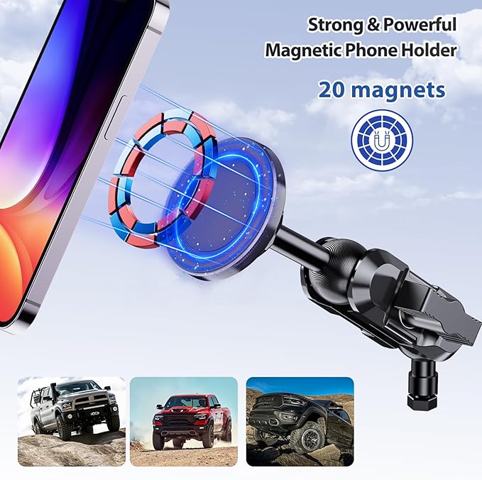 Stainless Steel Phone Mount for 2022-2026 Ford F150 Lightning Flash/Lariat/Platinum - All-Metal Shakeproof Dash Holder for EV Pickup with 15.5" Screen - Ford F150 Lightning Phone Mount