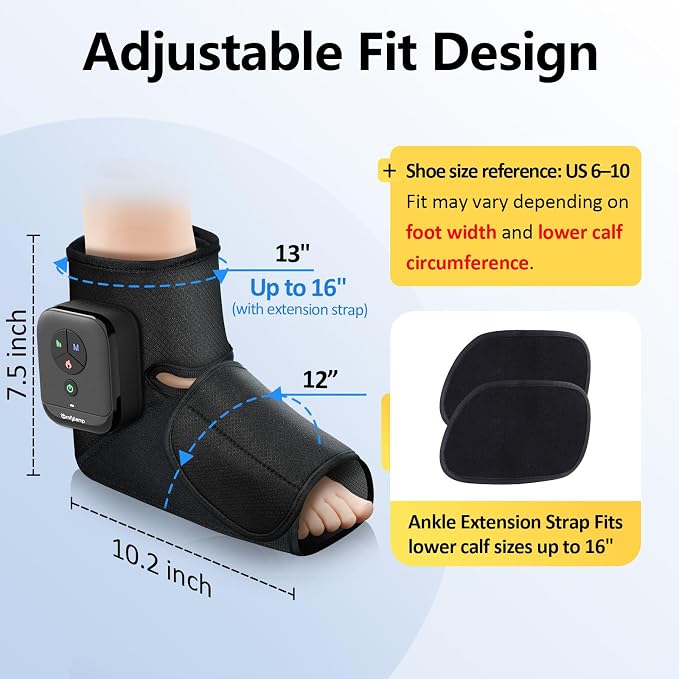 Comfytemp Portable Air Compression Foot Massager with Heat, FSA Eligible HSA, Cordless Foot and Ankle Compression Boots for Circulation, Recovery for Swelling, Plantar Fasciitis (Fit Size 6 to 10)
