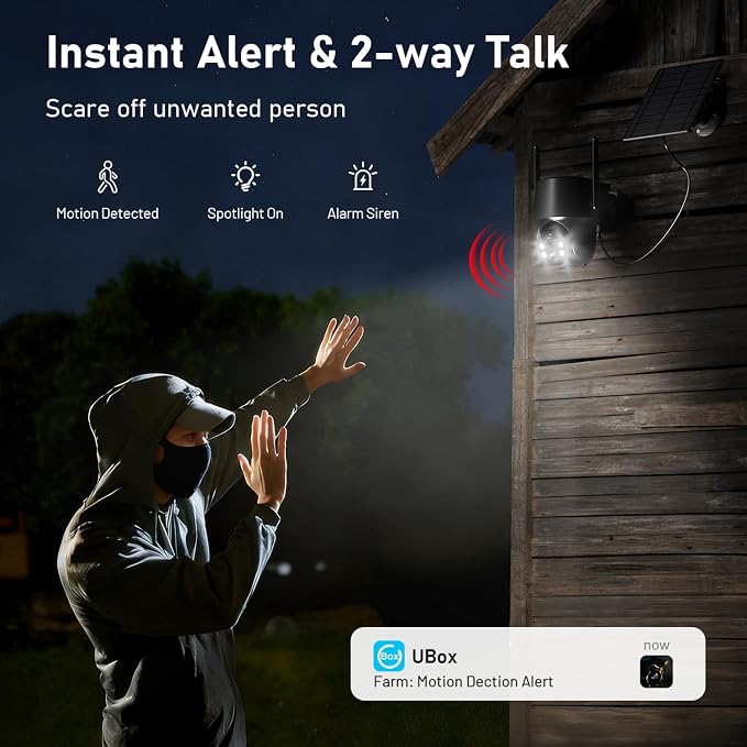 SEHMUA No WiFi Security Camera, 4G LTE Cellular Security Cameras Outdoor Wireless, Built-in SIM Card, Solar Powered, 2K Color Night Vision, 360°View, Instant APP Alerts, IP65
