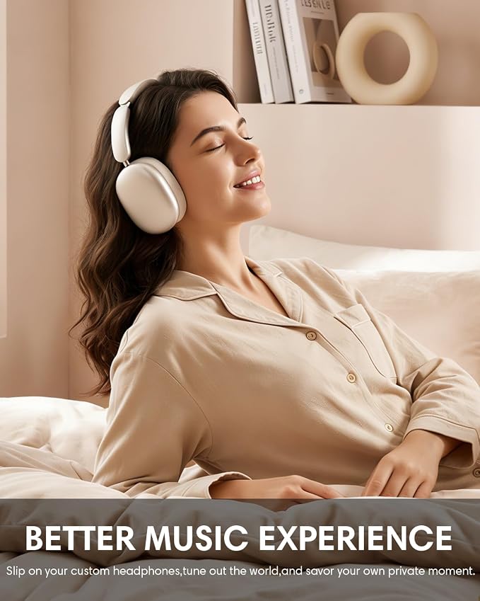 Wentronic Y02 Active Noise Cancelling Headphones, Wireless Over-Ear Bluetooth 5.4 Headphones with Microphone, 60H Playtime, Hi-Res Audio,Big Bass,Foldable Lightweight for Travel Home Office, Starlight